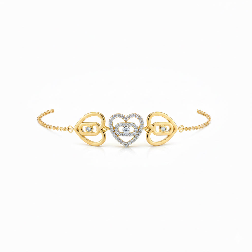 Golden Trinity Heart Bracelet