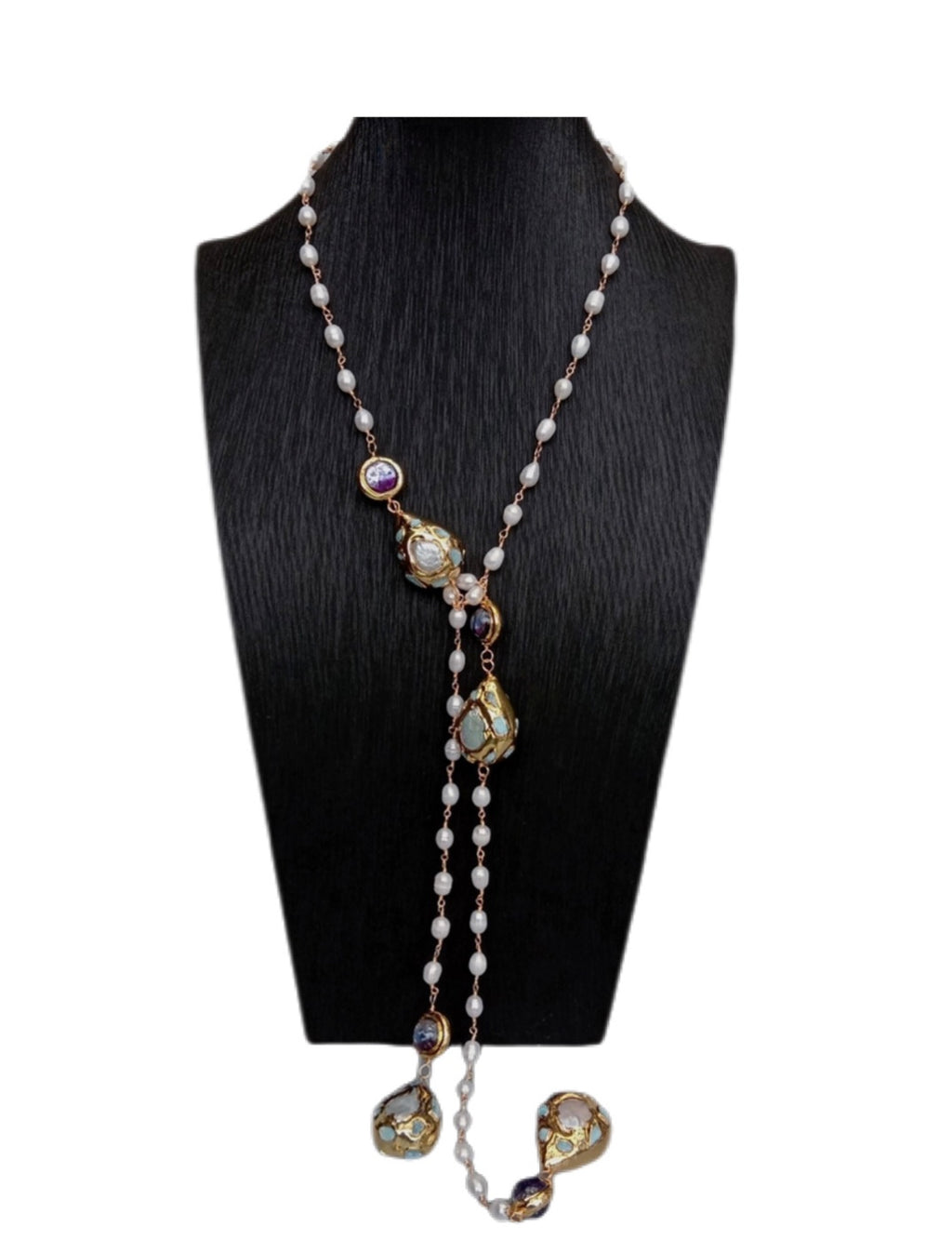 Ametrine Glass Rosary Necklace