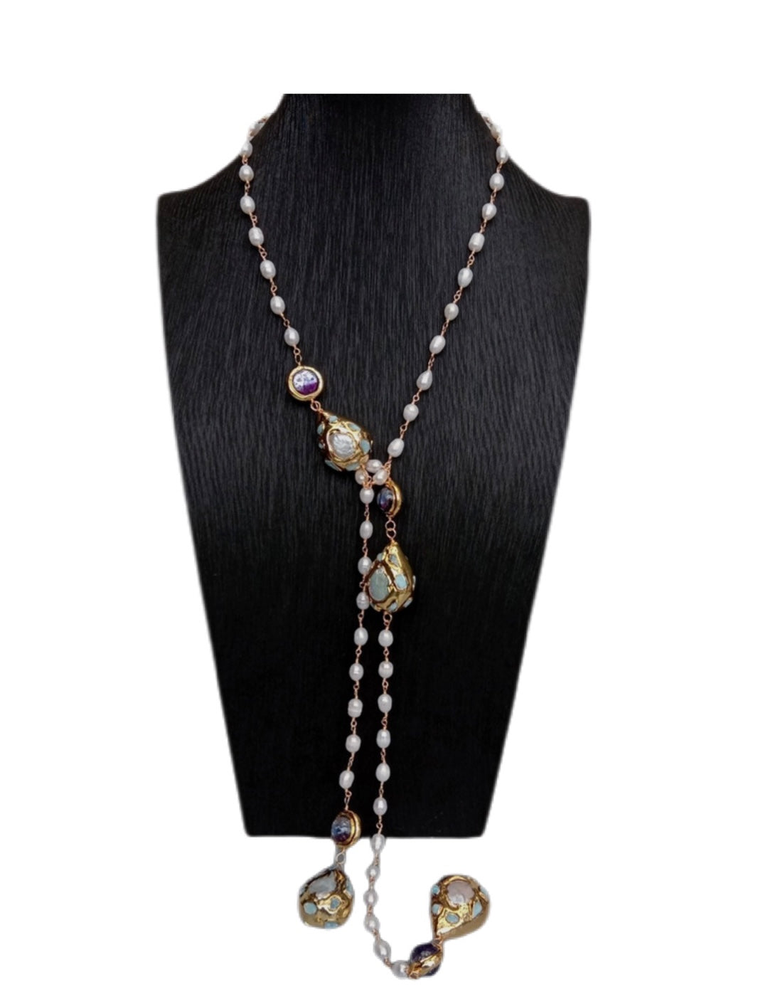Ametrine Glass Rosary Necklace