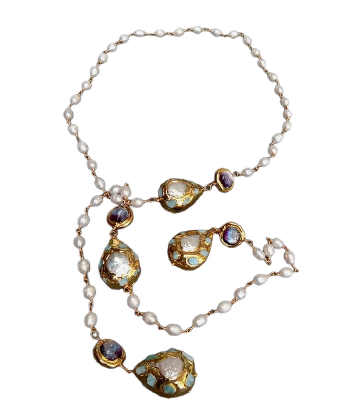 Ametrine Glass Rosary Necklace